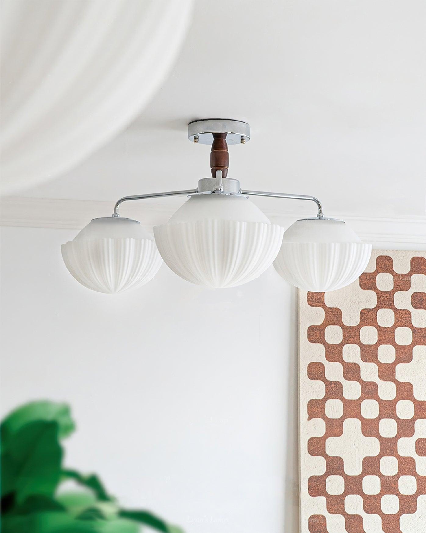 Ribbed Walnut Ceiling Lamp - Blowlighting