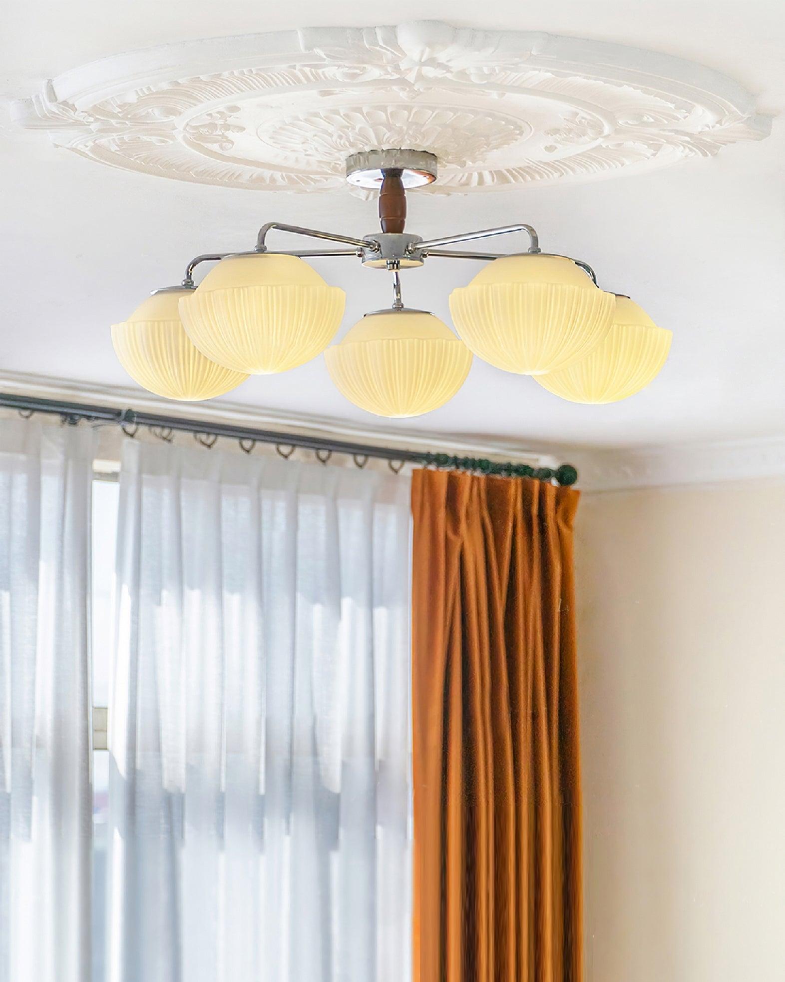 Ribbed Walnut Ceiling Lamp - Blowlighting