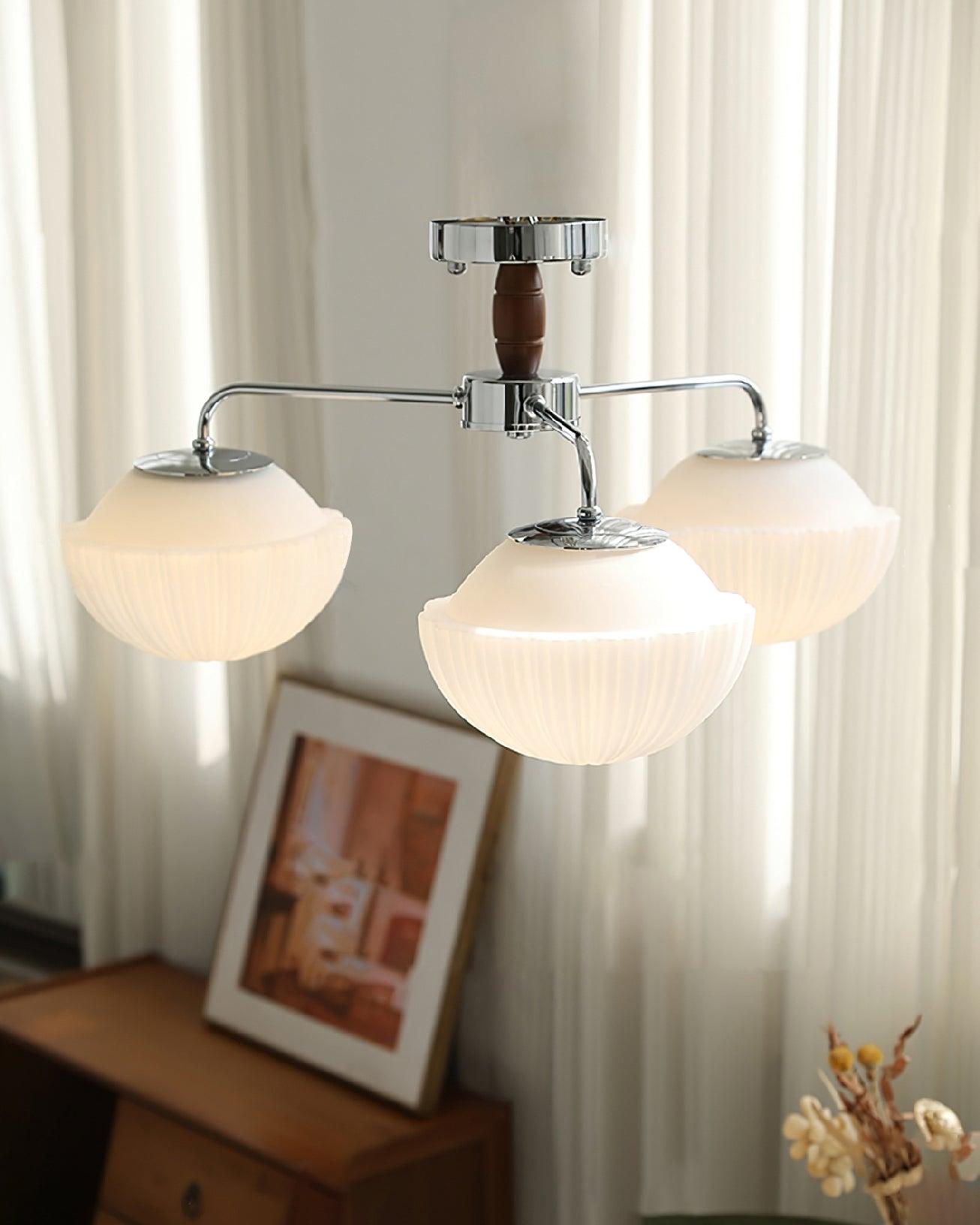 Ribbed Walnut Ceiling Lamp - Blowlighting