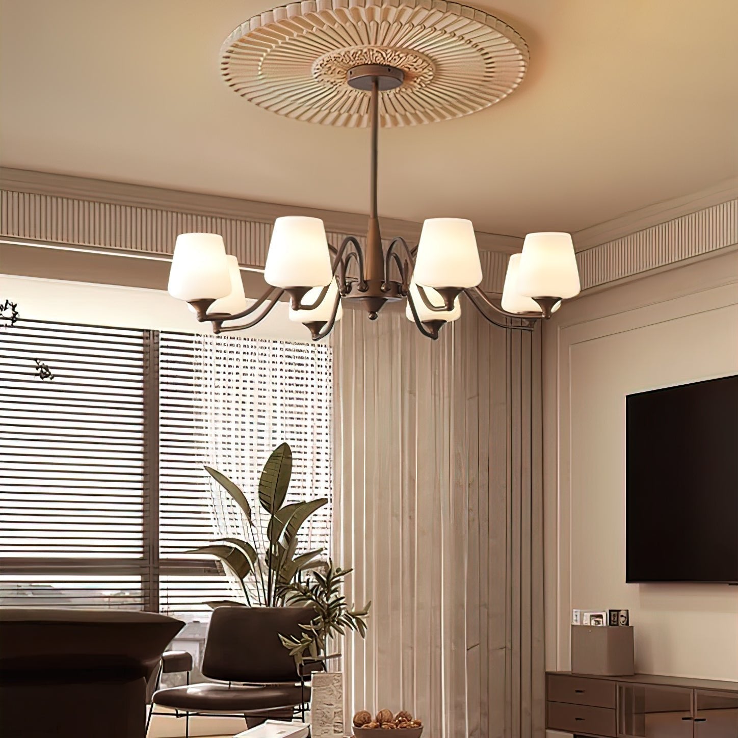 Aurora Chandelier Frosted Glass Shades - Blowlighting