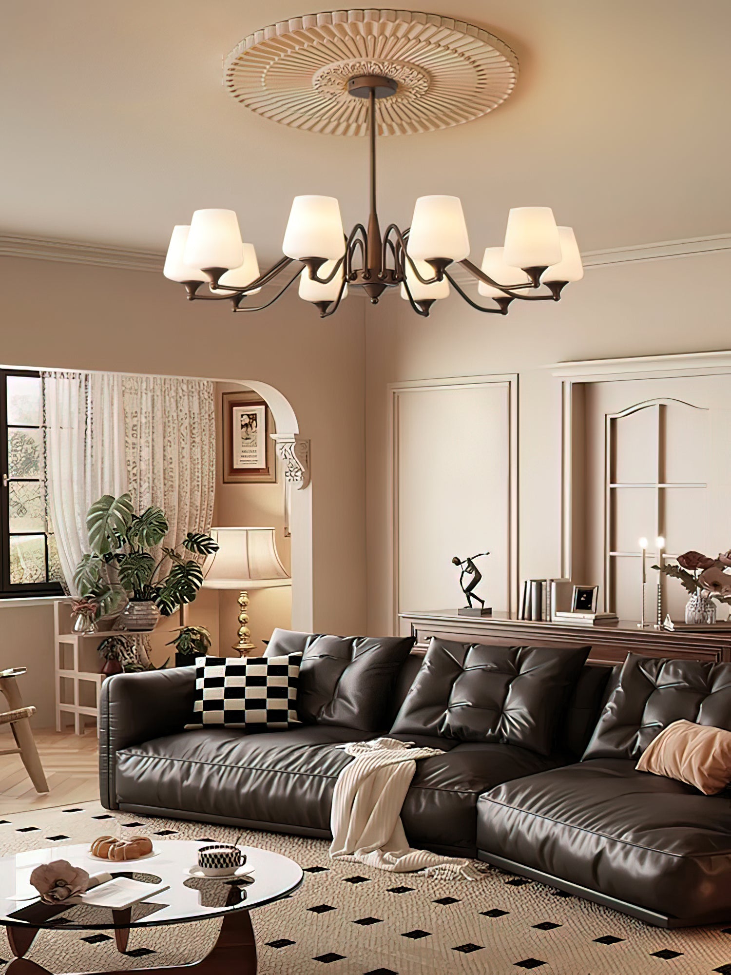 Aurora Chandelier Frosted Glass Shades - Blowlighting