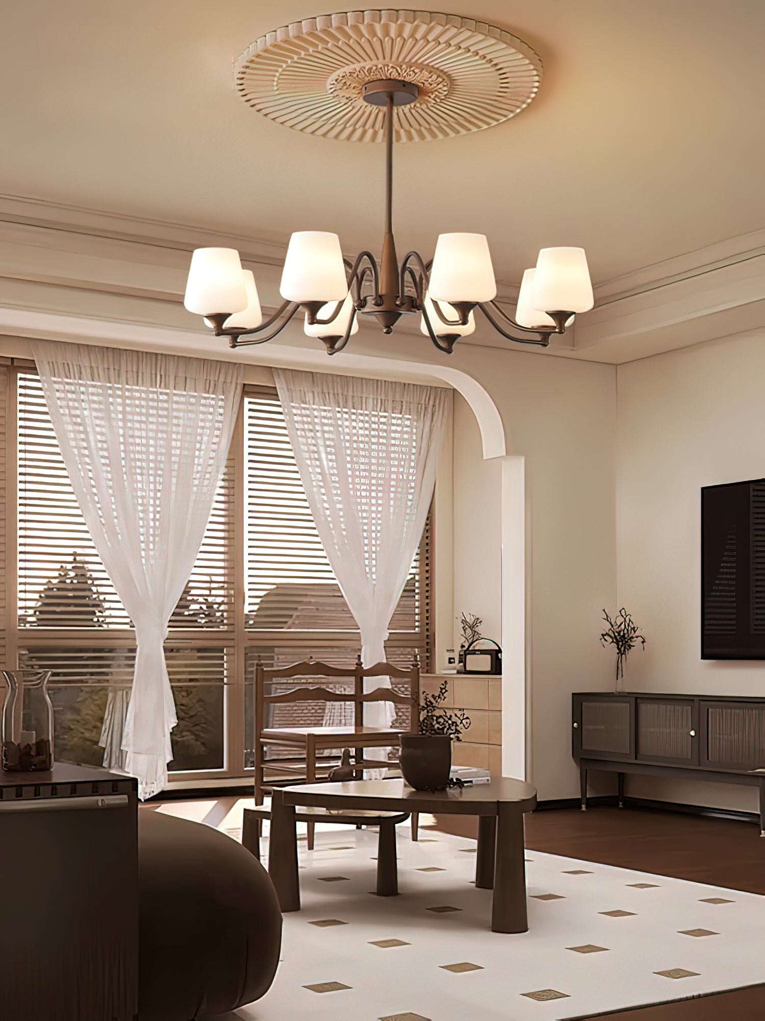 Aurora Chandelier Frosted Glass Shades - Blowlighting