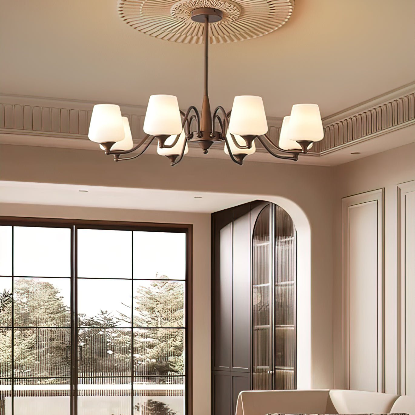 Aurora Chandelier Frosted Glass Shades - Blowlighting