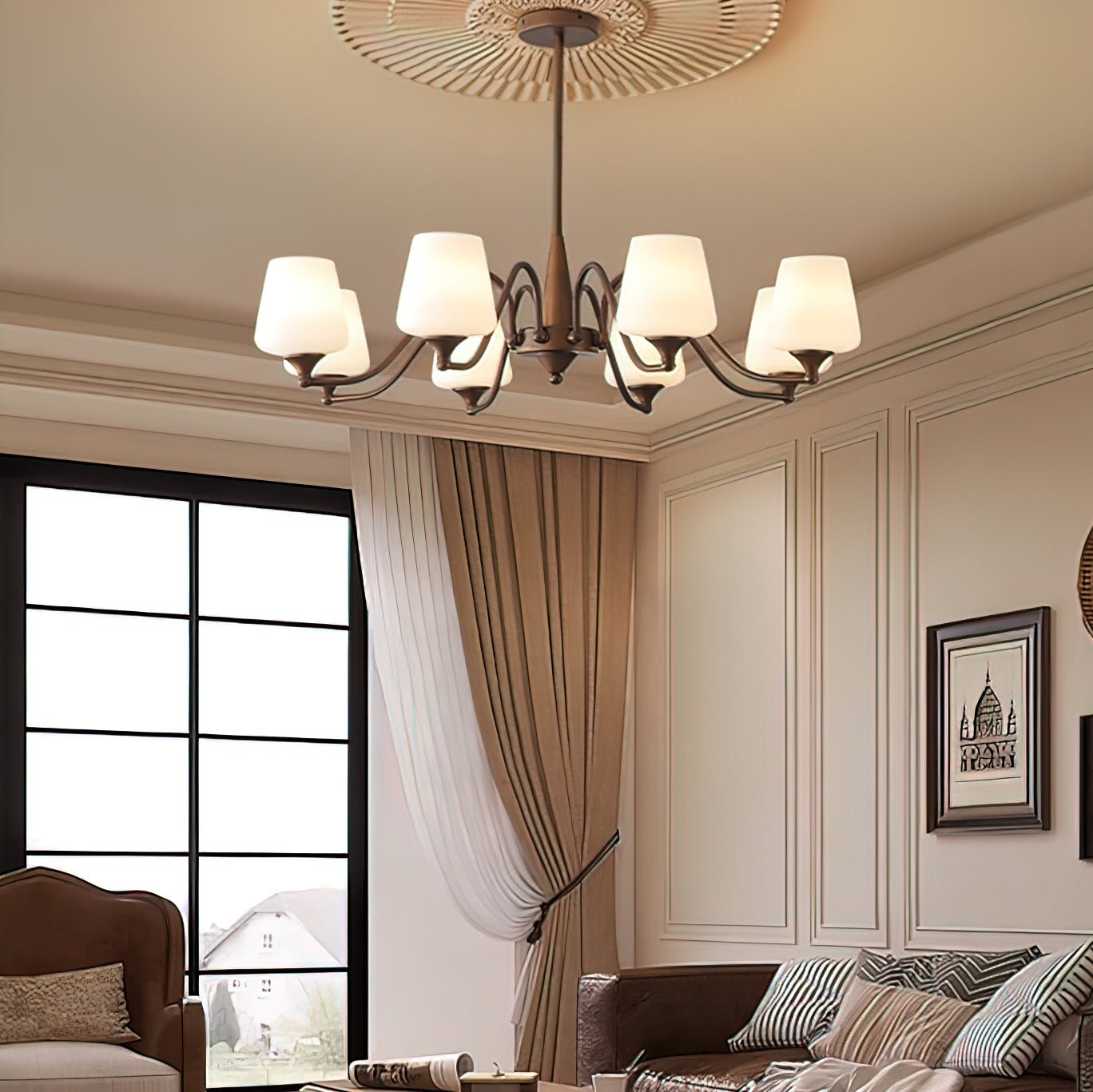 Aurora Chandelier Frosted Glass Shades - Blowlighting