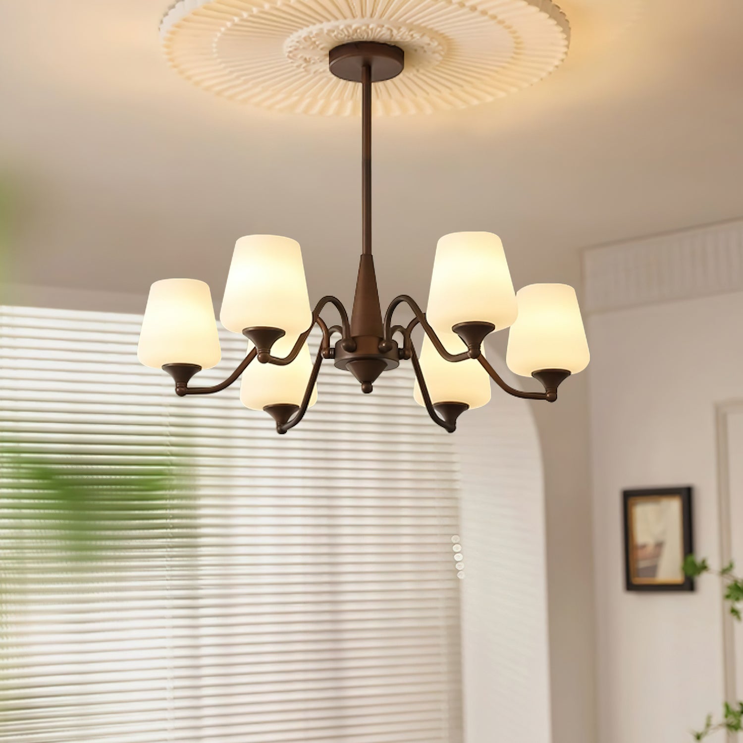 Aurora Chandelier Frosted Glass Shades - Blowlighting