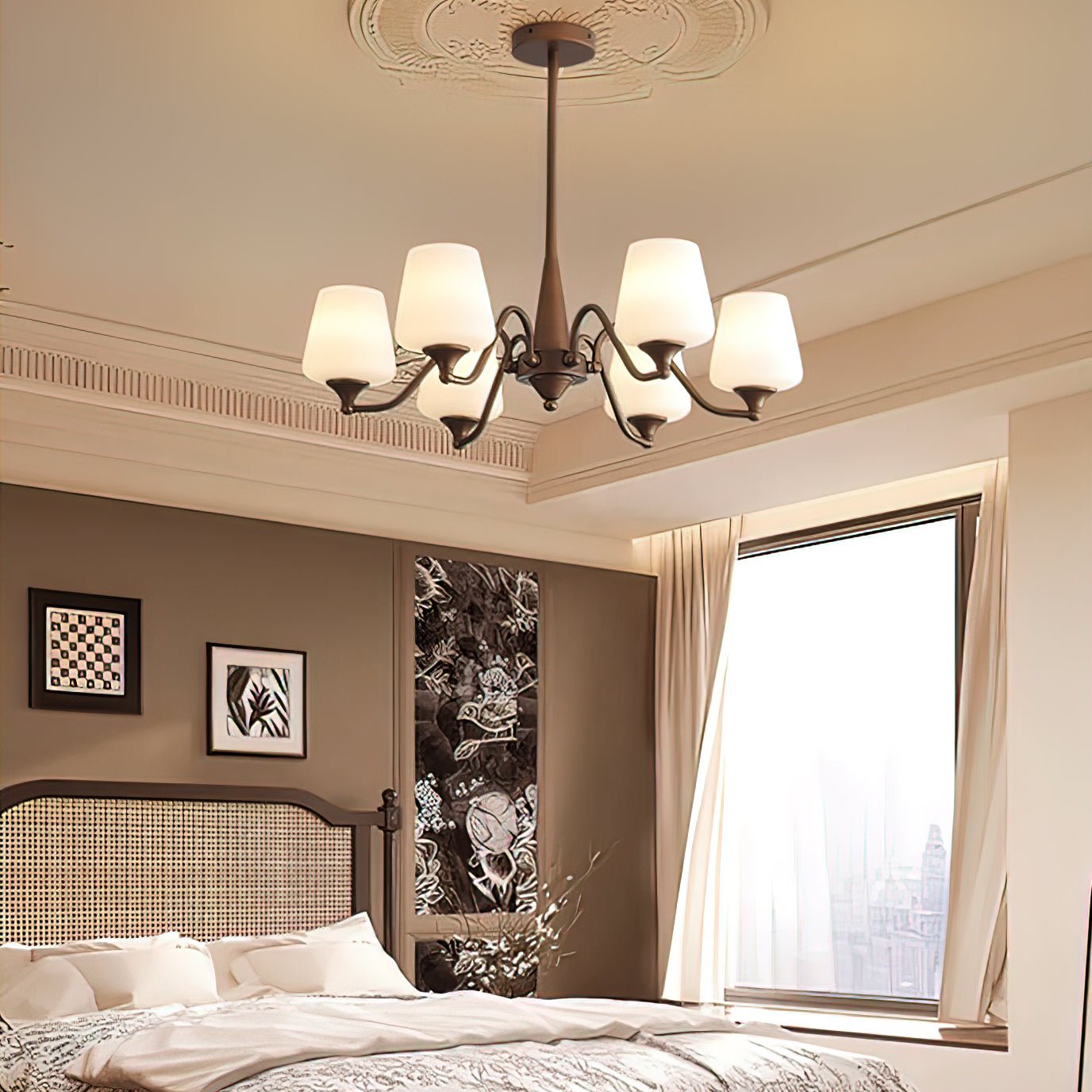 Aurora Chandelier Frosted Glass Shades - Blowlighting