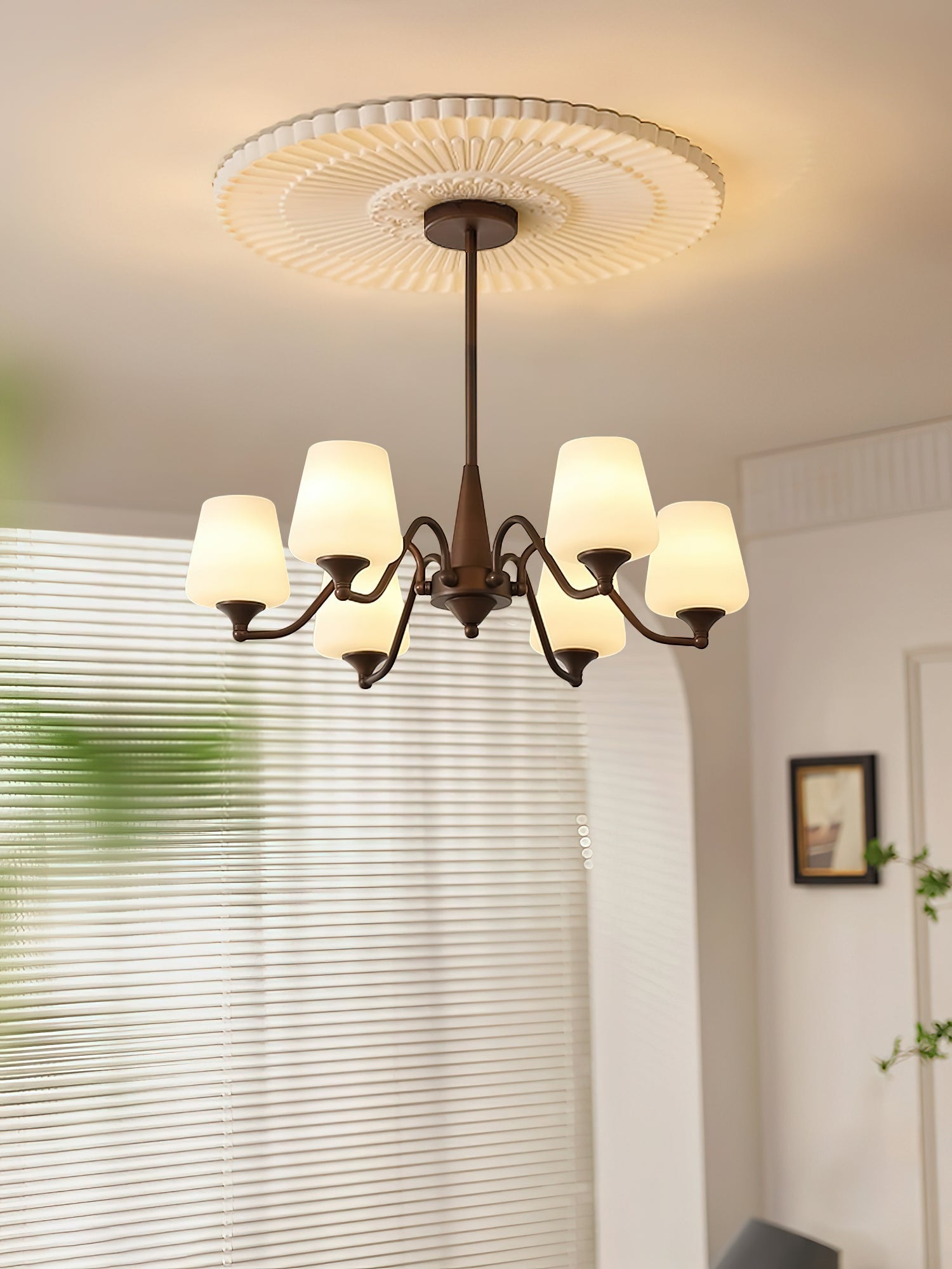 Aurora Chandelier Frosted Glass Shades - Blowlighting