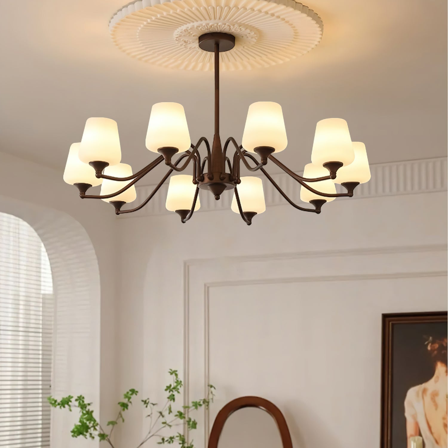Aurora Chandelier Frosted Glass Shades - Blowlighting