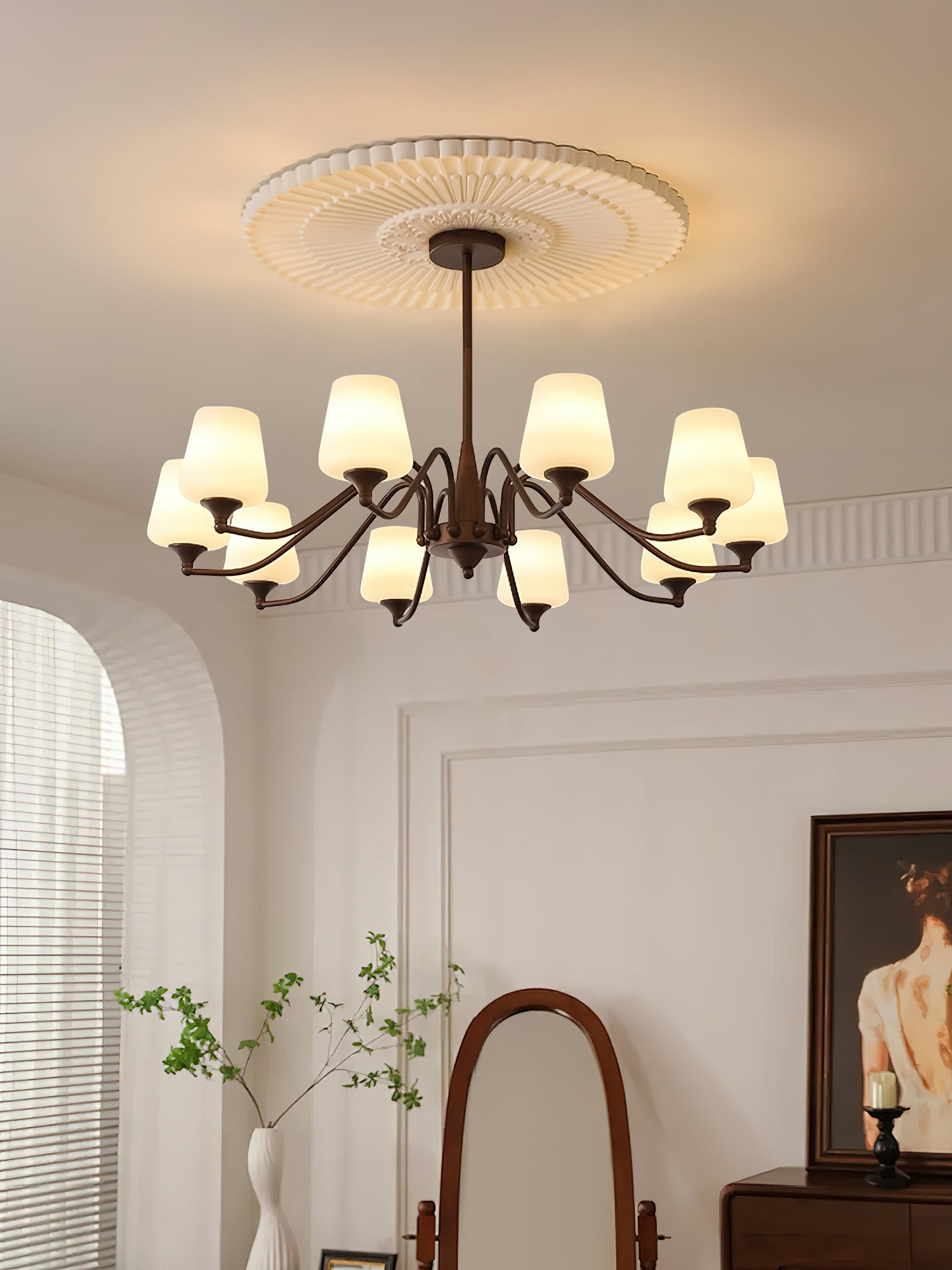 Aurora Chandelier Frosted Glass Shades - Blowlighting