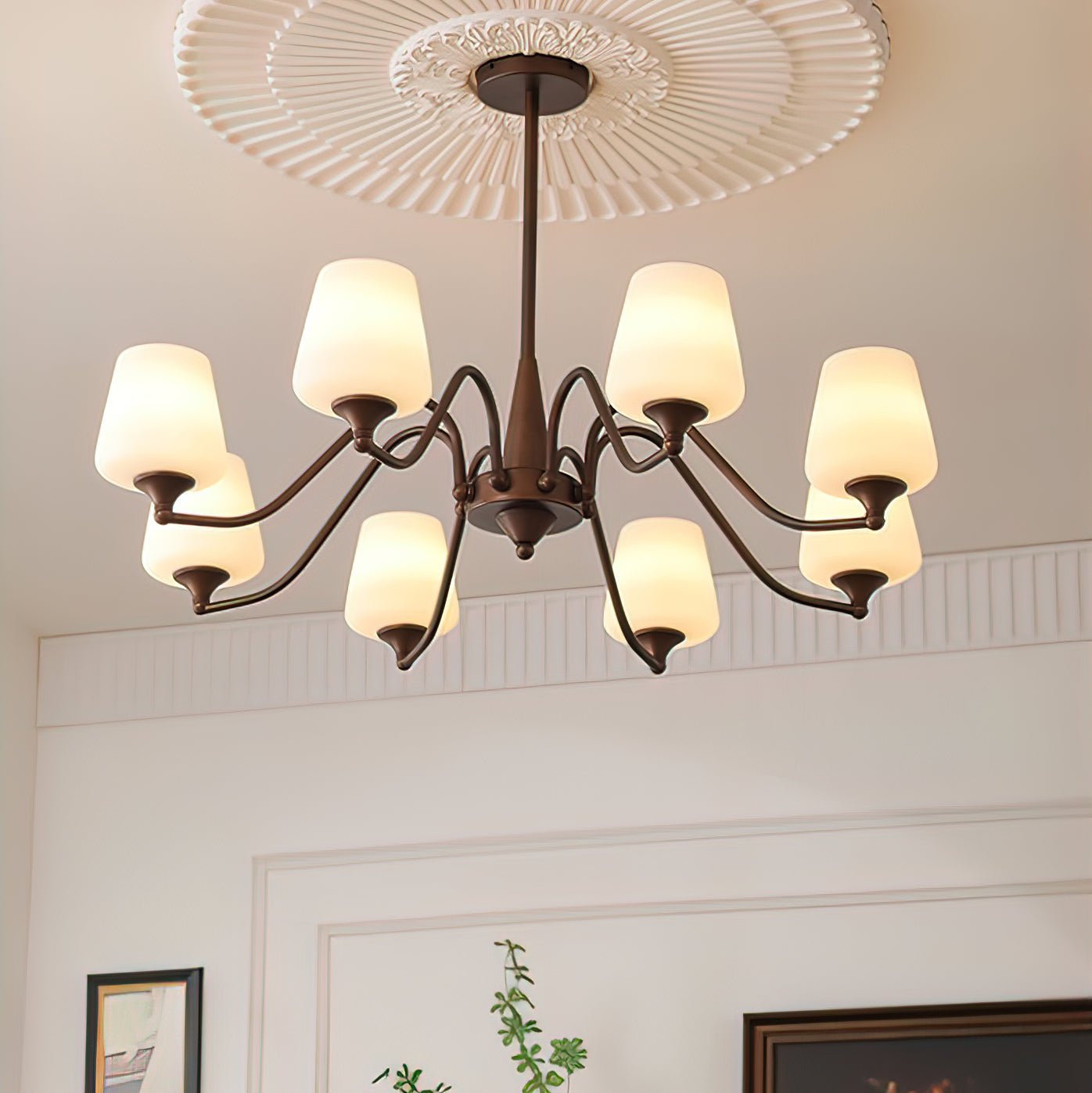 Aurora Chandelier Frosted Glass Shades - Blowlighting