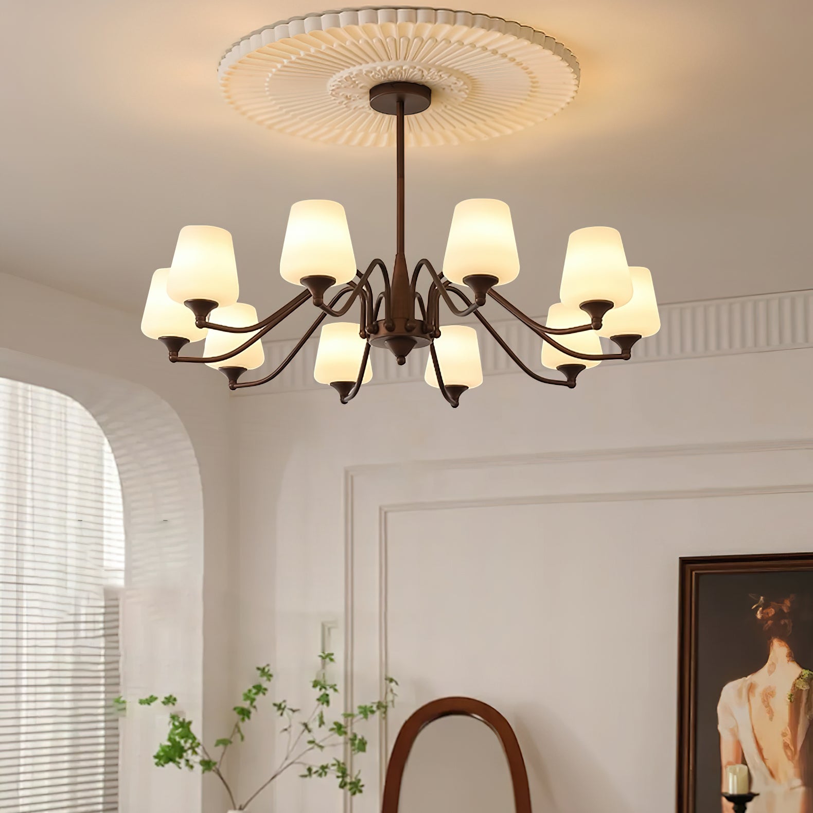 Aurora Chandelier Frosted Glass Shades - Blowlighting