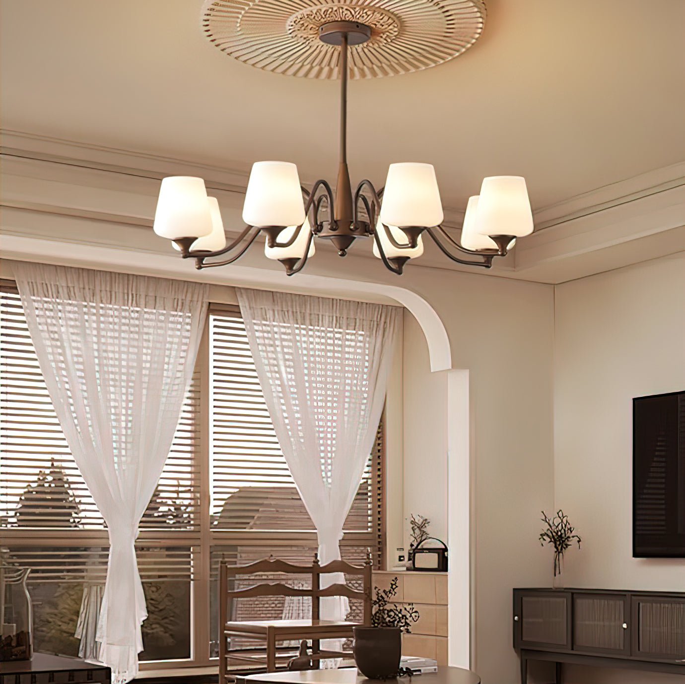 Aurora Chandelier Frosted Glass Shades - Blowlighting