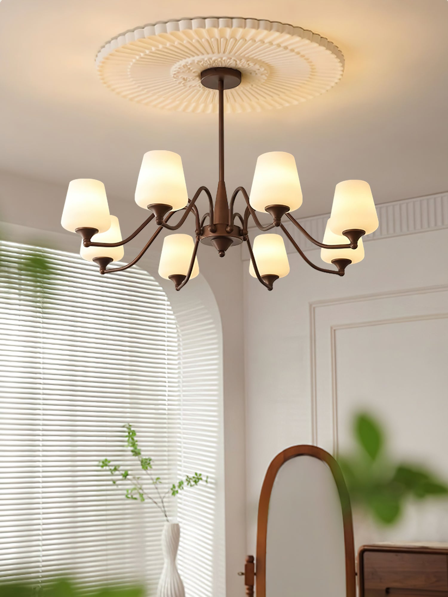 Aurora Chandelier Frosted Glass Shades - Blowlighting