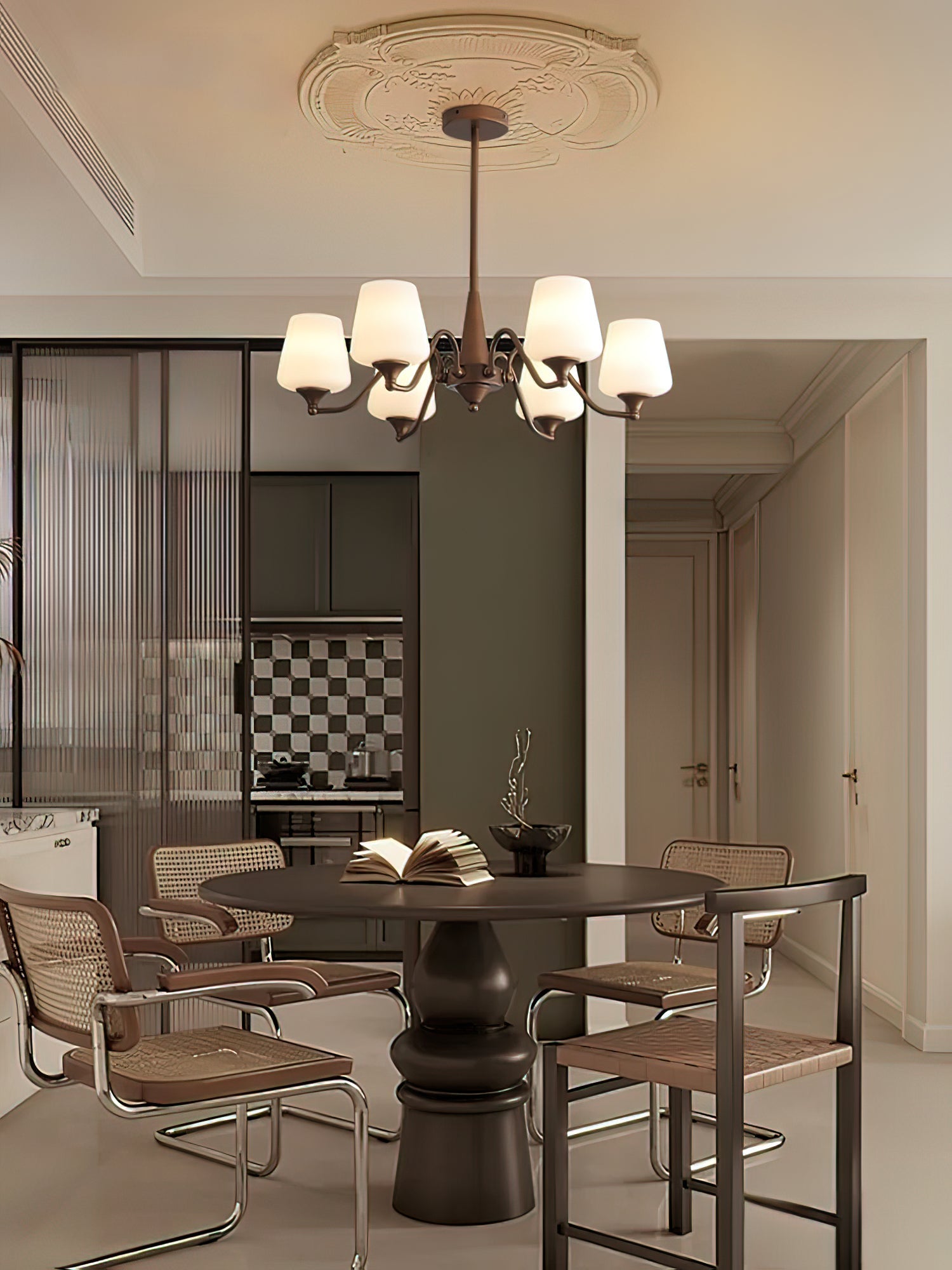 Aurora Chandelier Frosted Glass Shades - Blowlighting