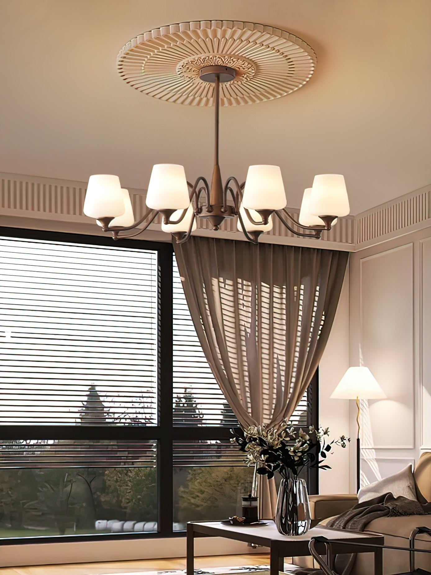 Aurora Chandelier Frosted Glass Shades - Blowlighting
