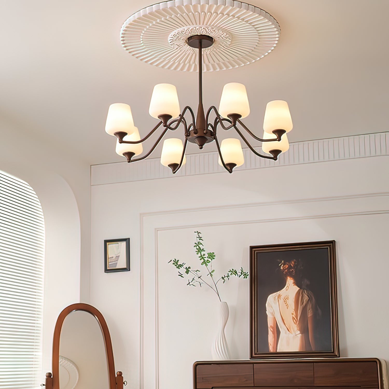 Aurora Chandelier Frosted Glass Shades - Blowlighting