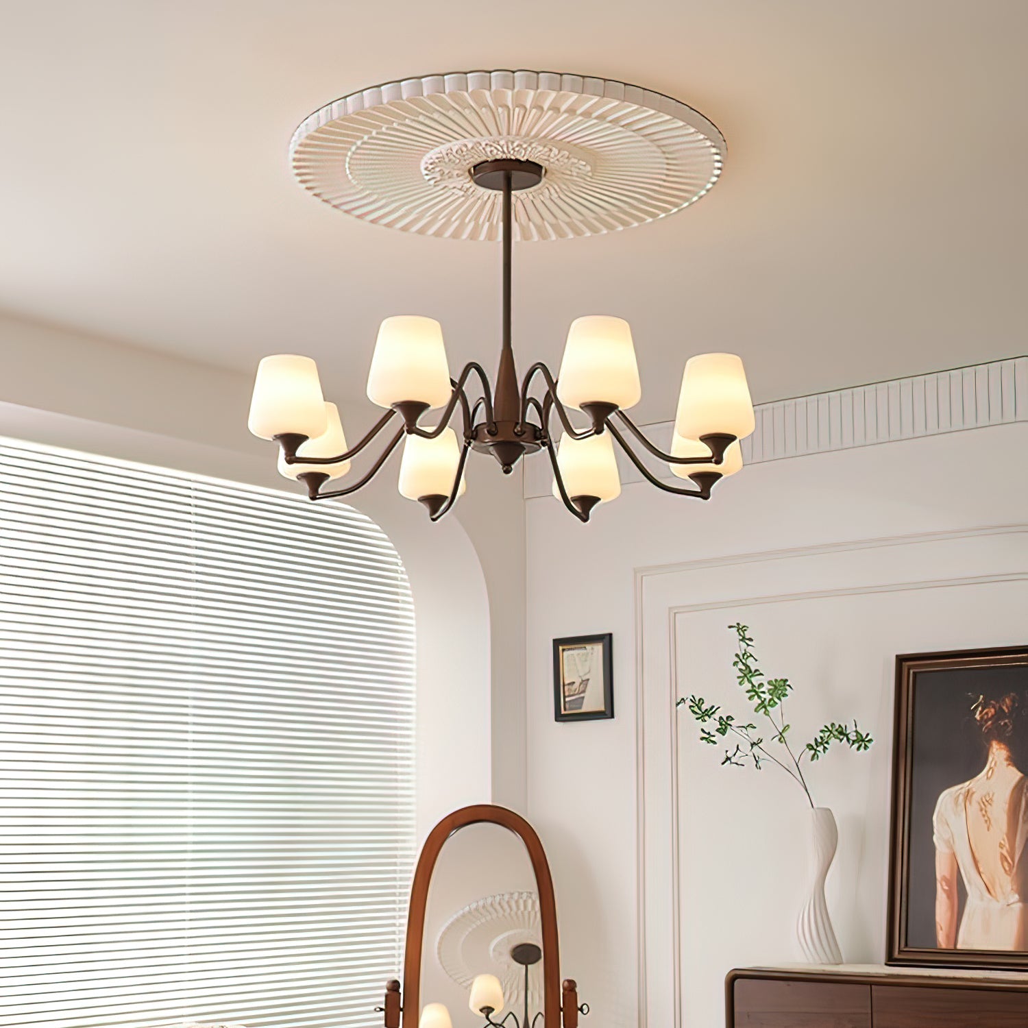 Aurora Chandelier Frosted Glass Shades - Blowlighting