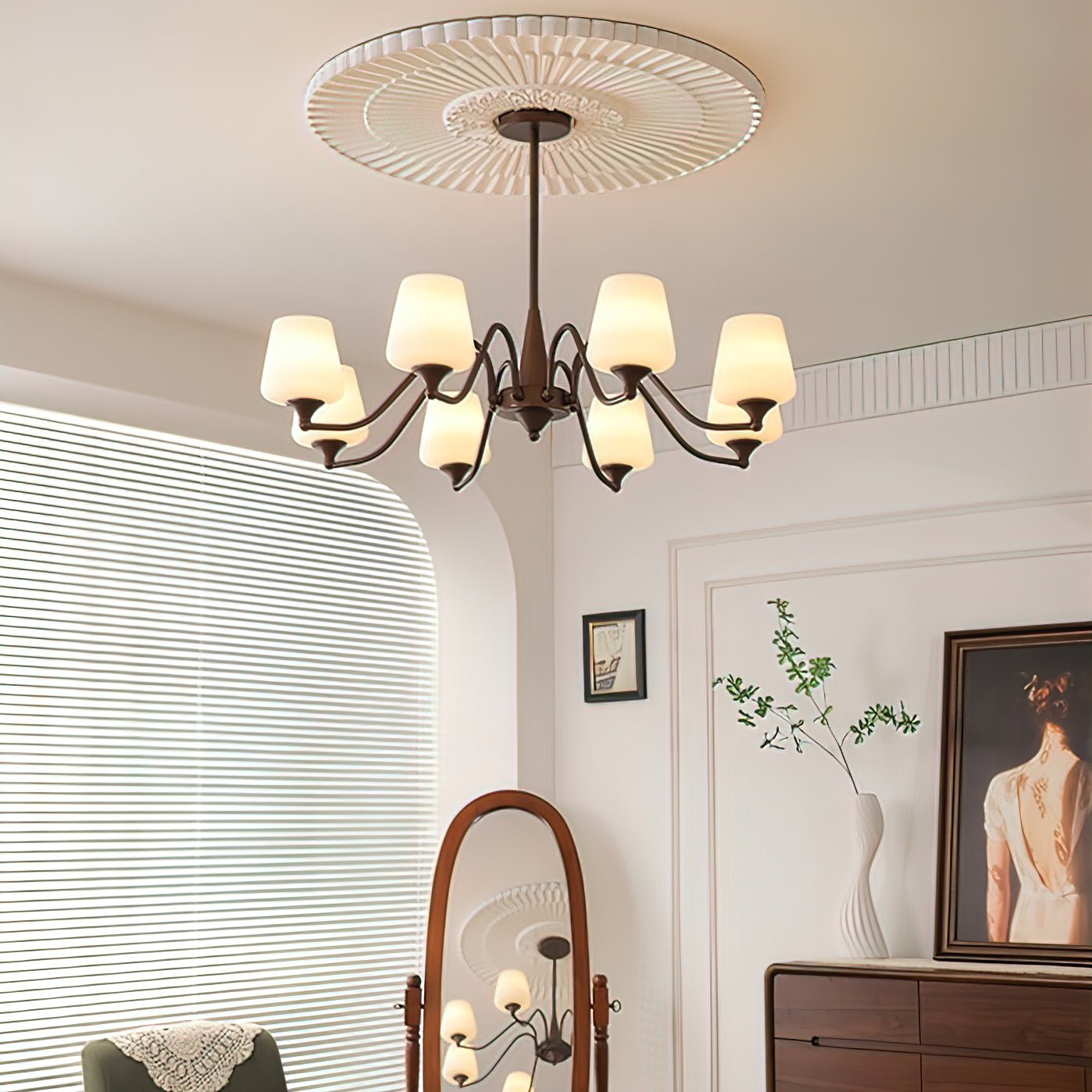 Aurora Chandelier Frosted Glass Shades - Blowlighting