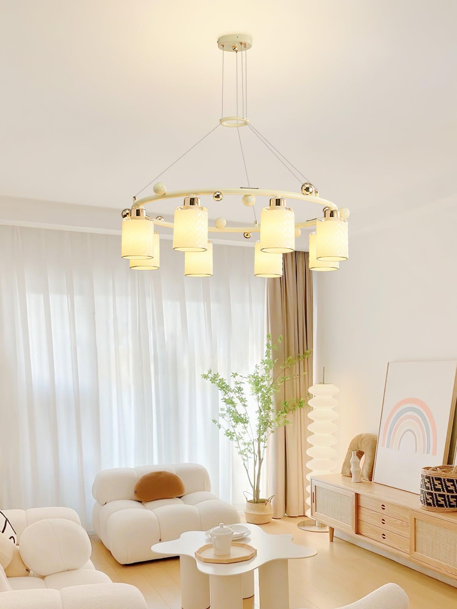 Alsile Japandi Style Glass Chandelier - Blowlighting