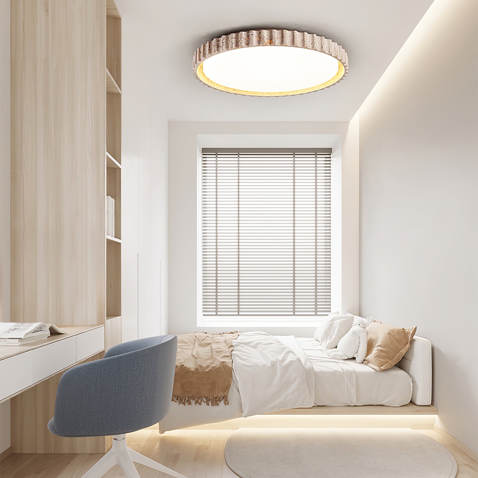 Ornorus Fluted Ring Travertine Ceiling Light - Blowlighting