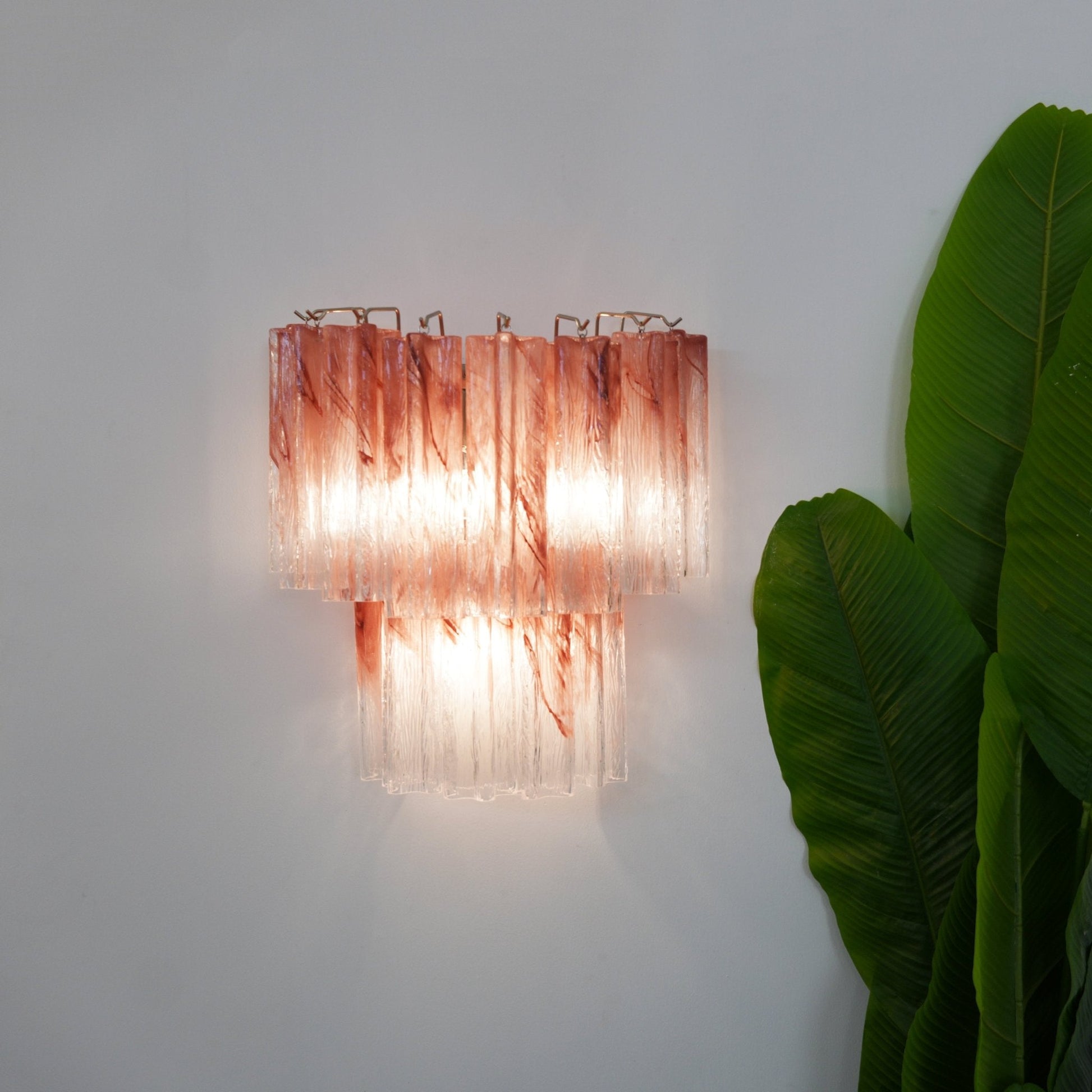 Aurora Wall Light Rose Glass Blades Romantic Watercolor - Blowlighting