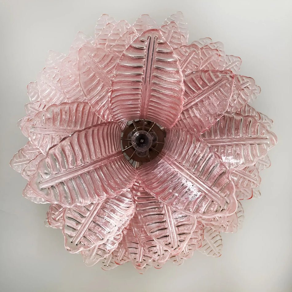 Aurora Chandelier Pink Murano Glass Leaves Cascading Romantic - Blowlighting