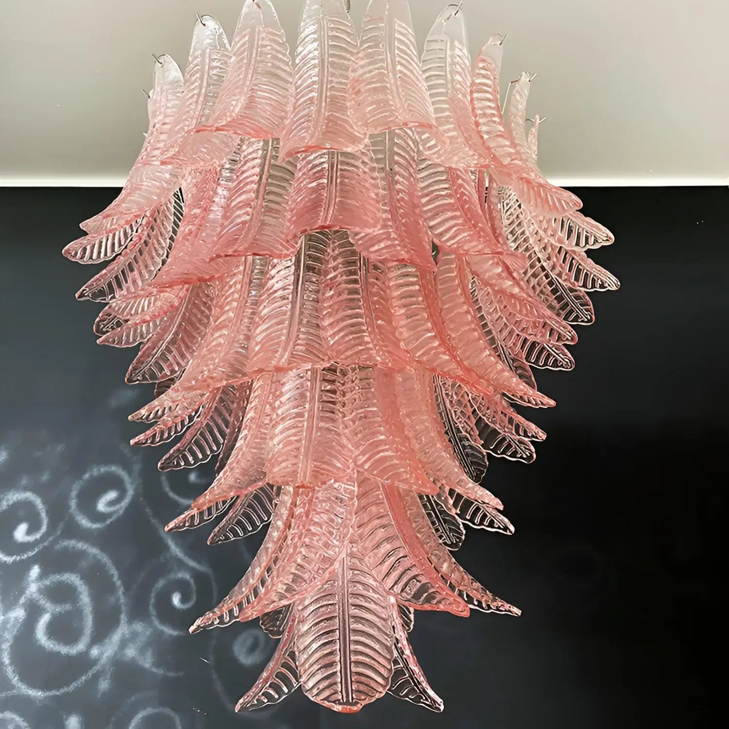Aurora Chandelier Pink Murano Glass Leaves Cascading Romantic - Blowlighting