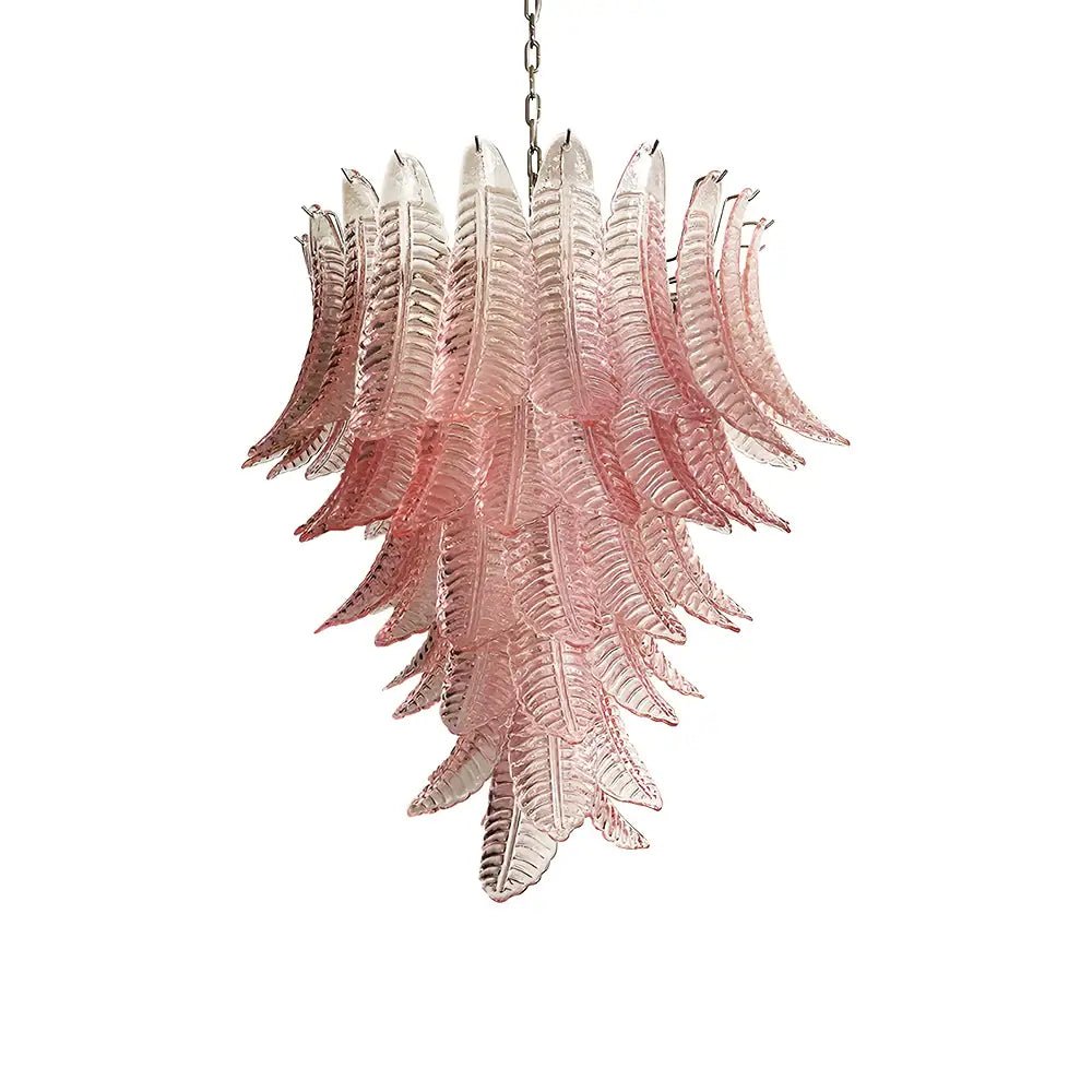Aurora Chandelier Pink Murano Glass Leaves Cascading Romantic - Blowlighting