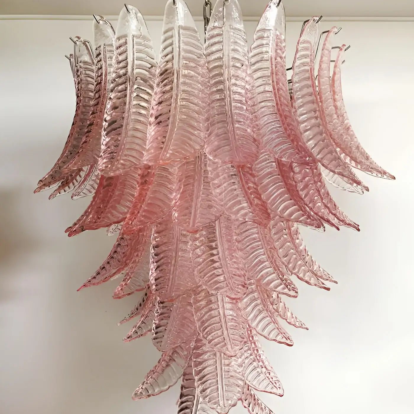 Aurora Chandelier Pink Murano Glass Leaves Cascading Romantic - Blowlighting