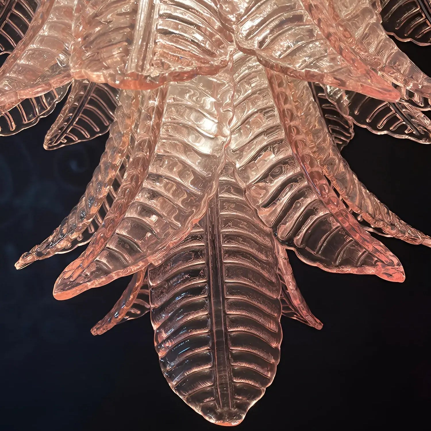 Aurora Chandelier Pink Murano Glass Leaves Cascading Romantic - Blowlighting