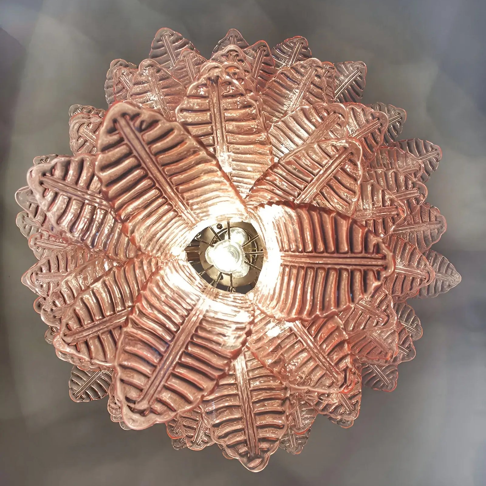 Aurora Chandelier Pink Murano Glass Leaves Cascading Romantic - Blowlighting
