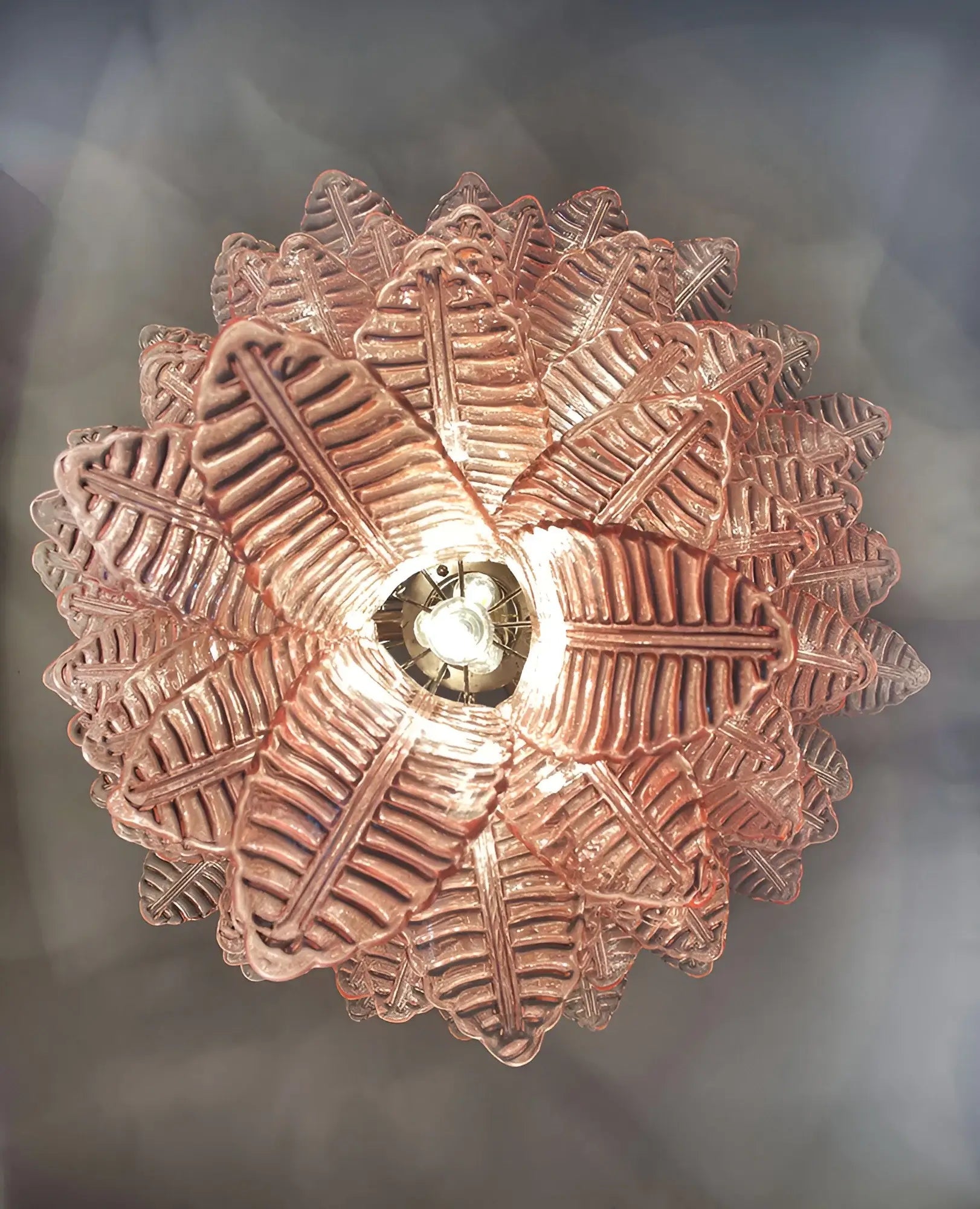 Aurora Chandelier Pink Murano Glass Leaves Cascading Romantic - Blowlighting