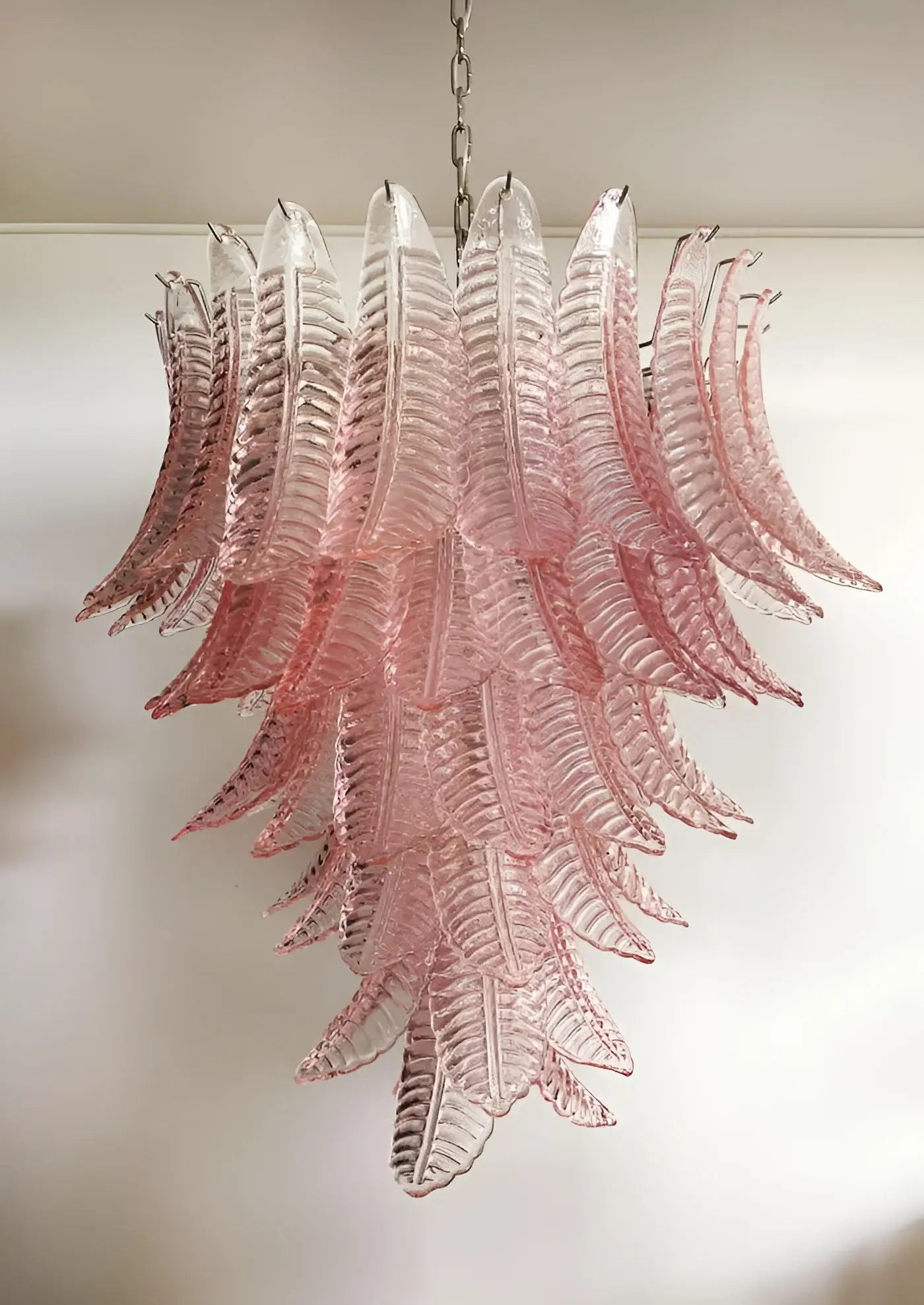 Aurora Chandelier Pink Murano Glass Leaves Cascading Romantic - Blowlighting