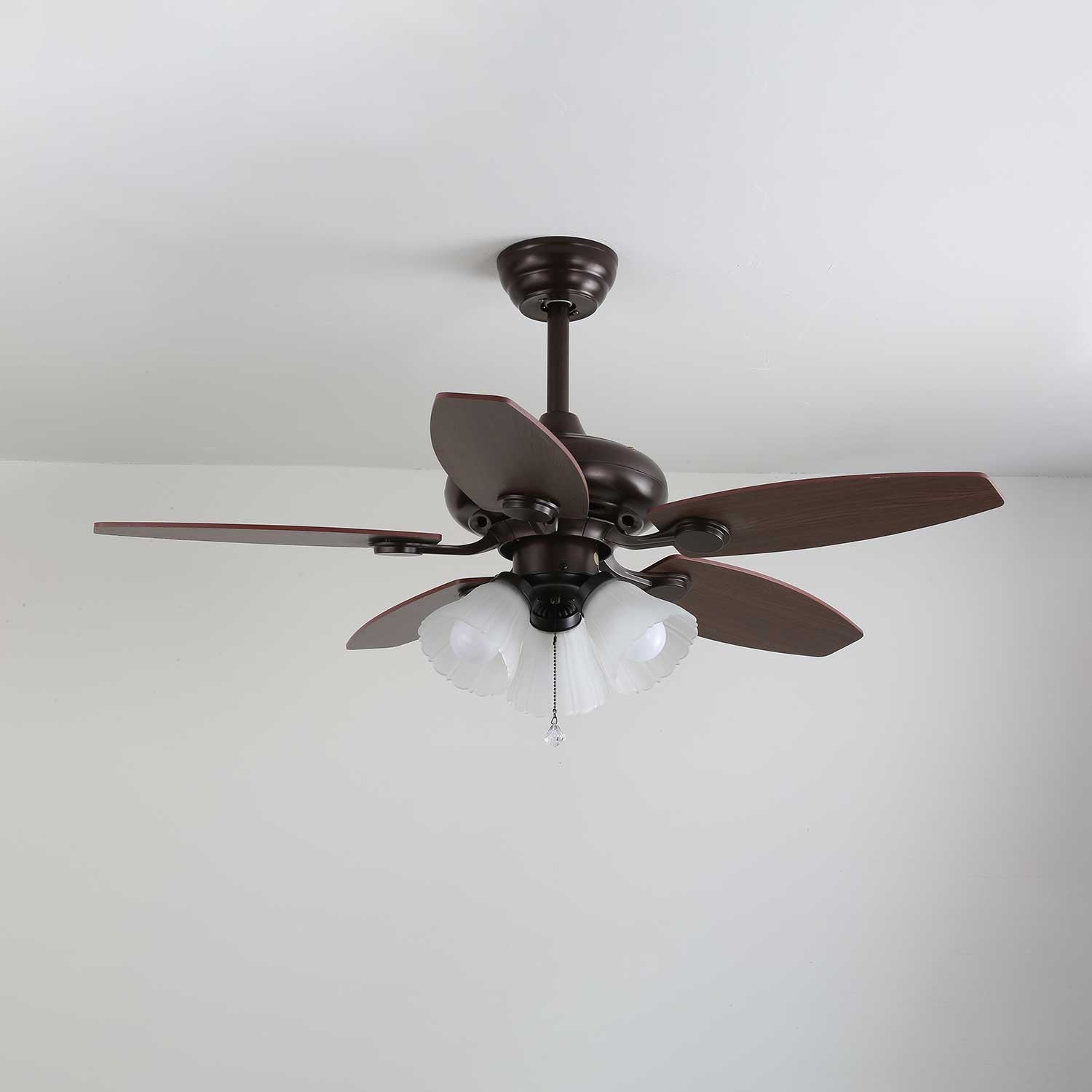 Florence Vintage Wood Glass Ceiling Fan Light - Blowlighting
