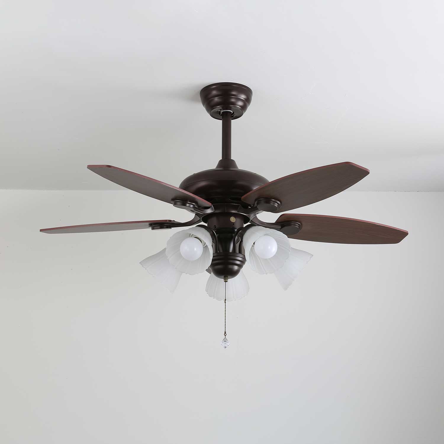 Florence Vintage Wood Glass Ceiling Fan Light - Blowlighting