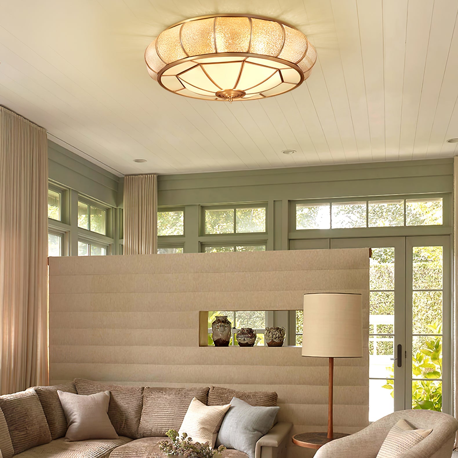Round Textured Glass Ceiling Light - Blowlighting