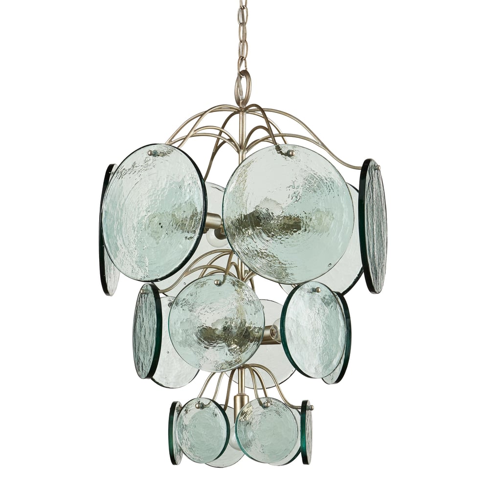 Aurora Chandelier Rovigo Recycled Glass Disc Modern Flowing - Blowlighting
