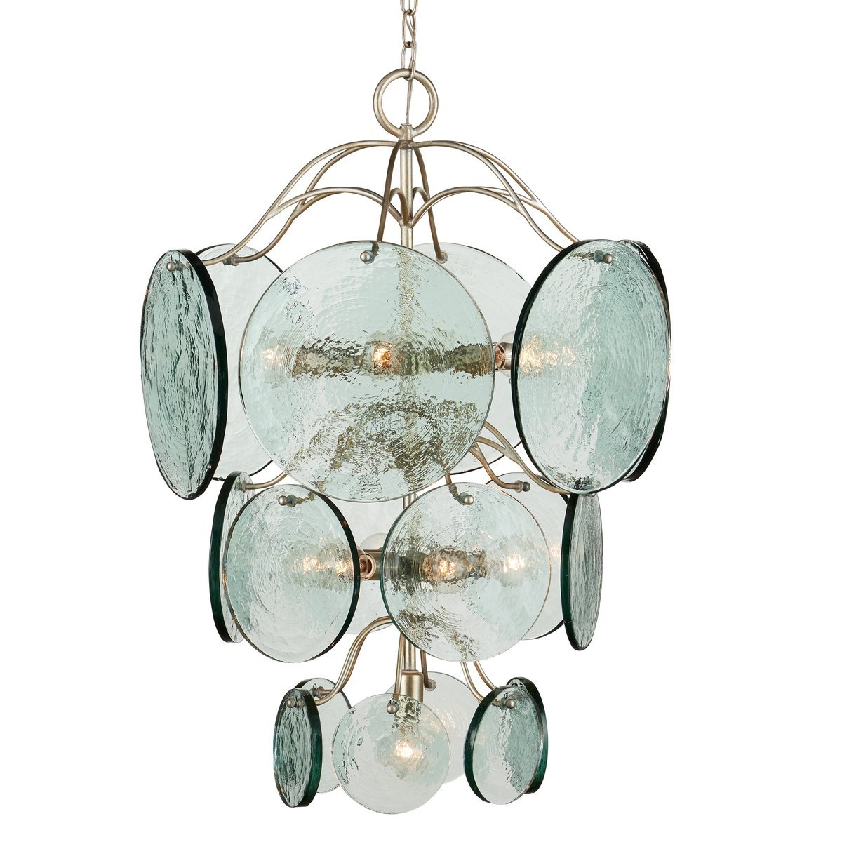 Aurora Chandelier Rovigo Recycled Glass Disc Modern Flowing - Blowlighting