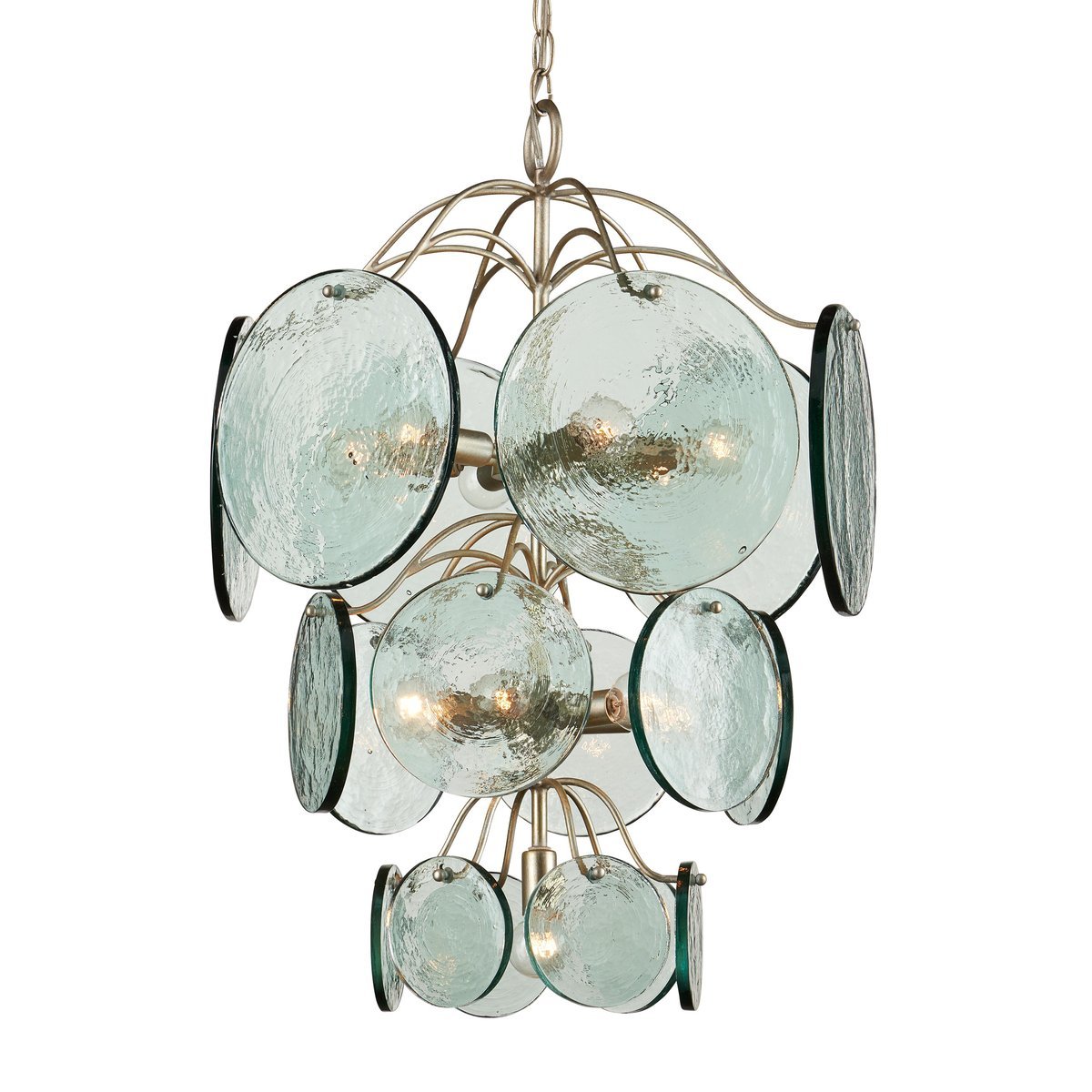Aurora Chandelier Rovigo Recycled Glass Disc Modern Flowing - Blowlighting