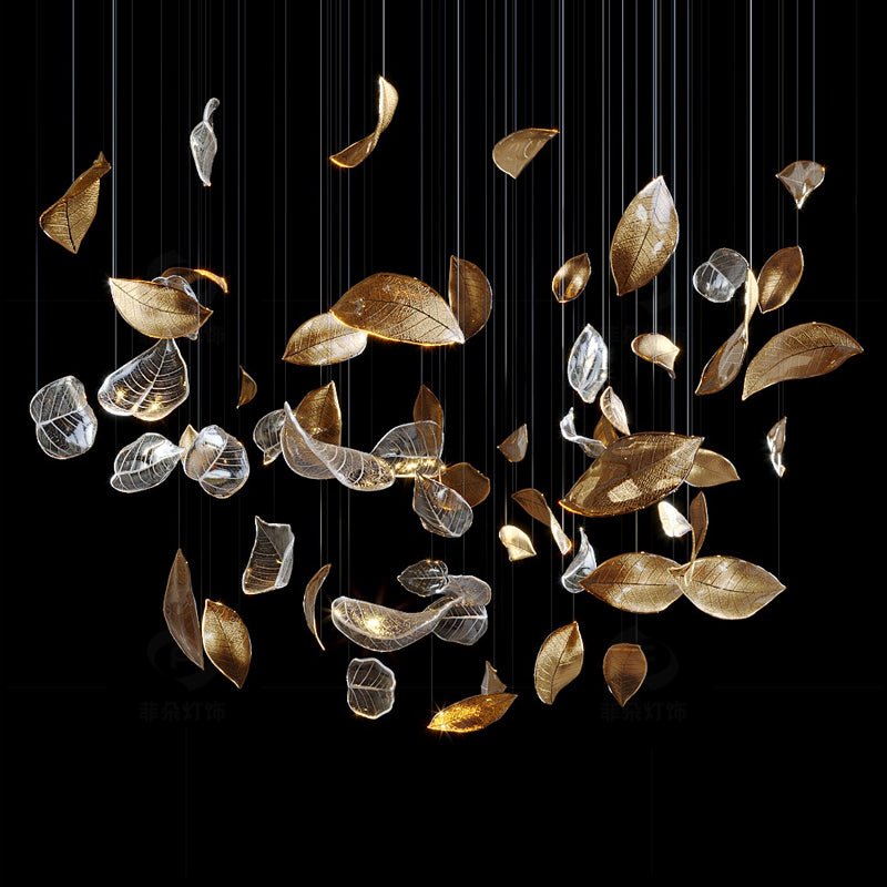 Cesilila Iridescent Metal Leaf Pendant Light - Blowlighting
