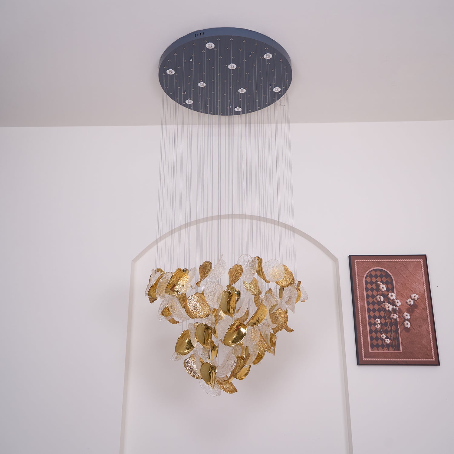 Cesilila Iridescent Metal Leaf Pendant Light - Blowlighting