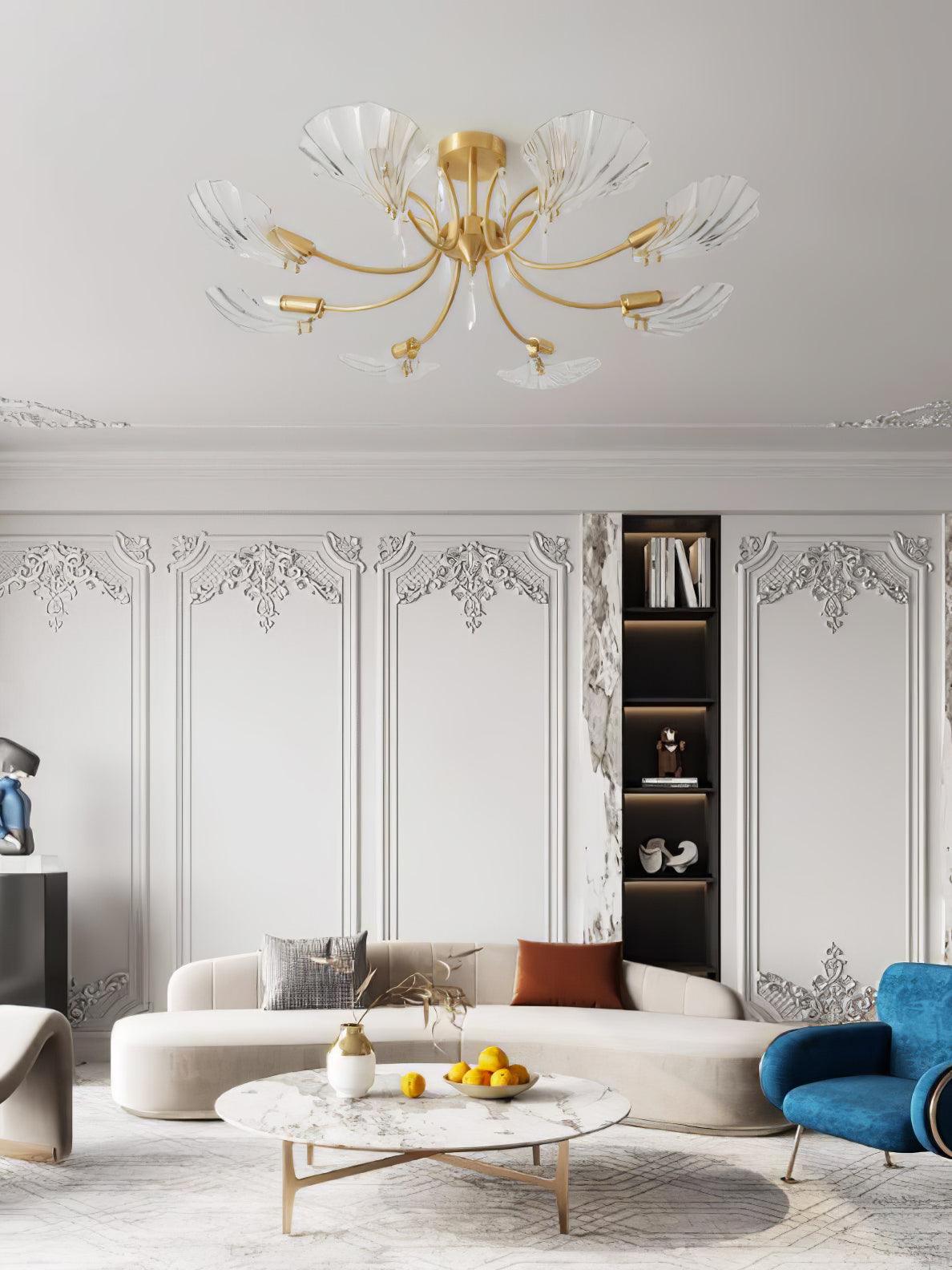 Lumara Petal Glass Brass Chandelier - Blowlighting