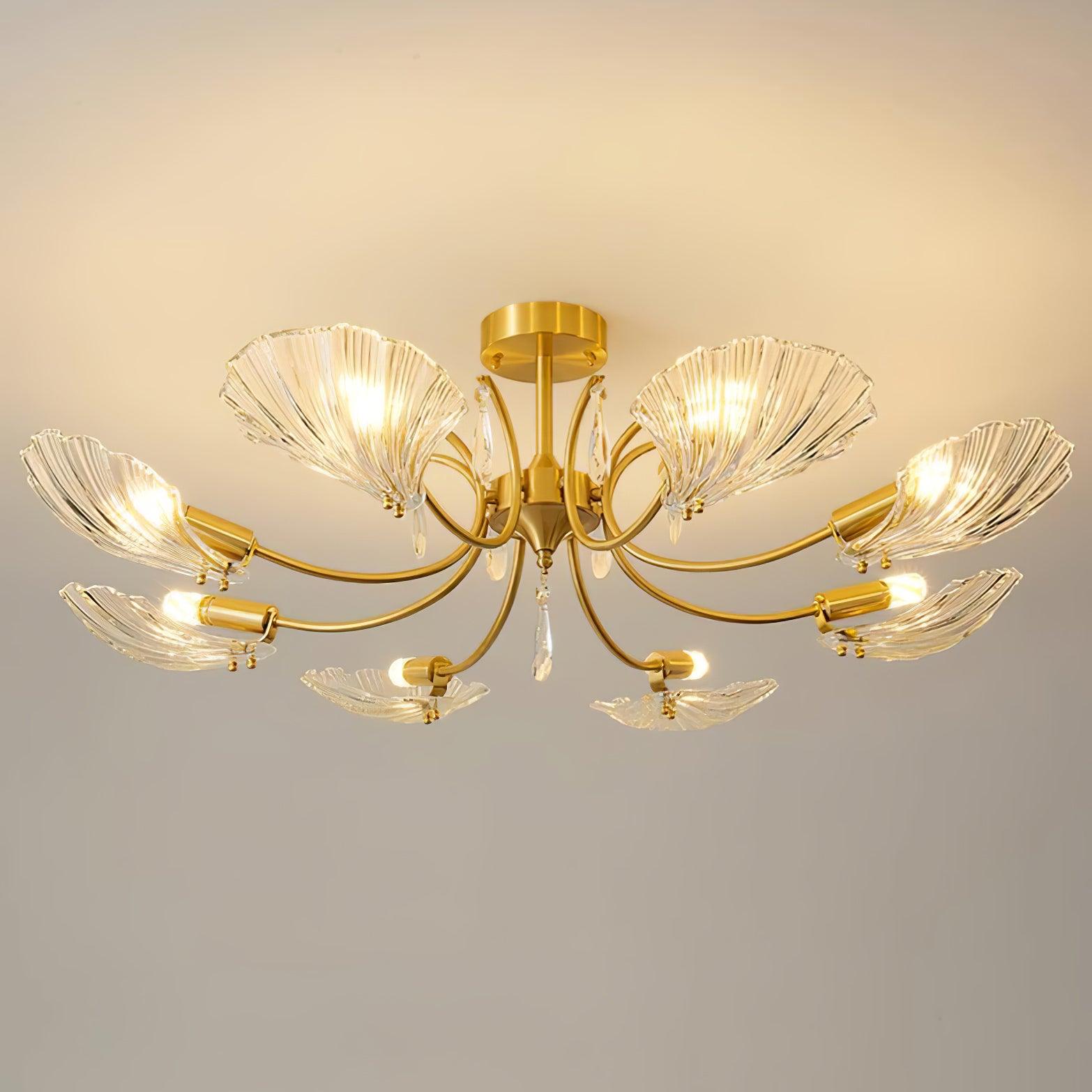 Lumara Petal Glass Brass Chandelier - Blowlighting