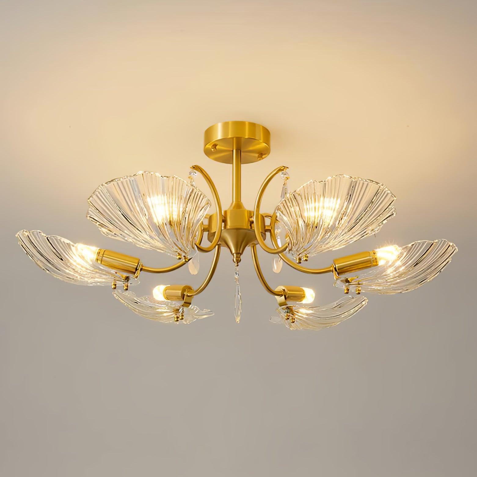 Lumara Petal Glass Brass Chandelier - Blowlighting