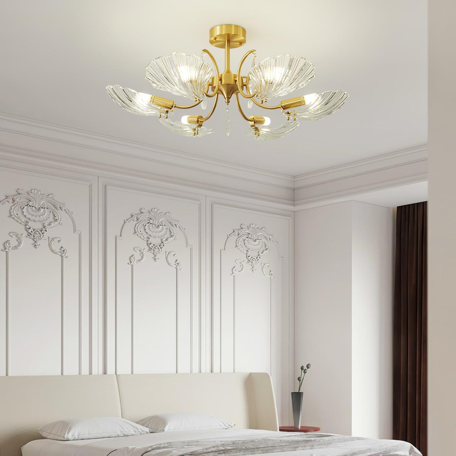 Lumara Petal Glass Brass Chandelier - Blowlighting