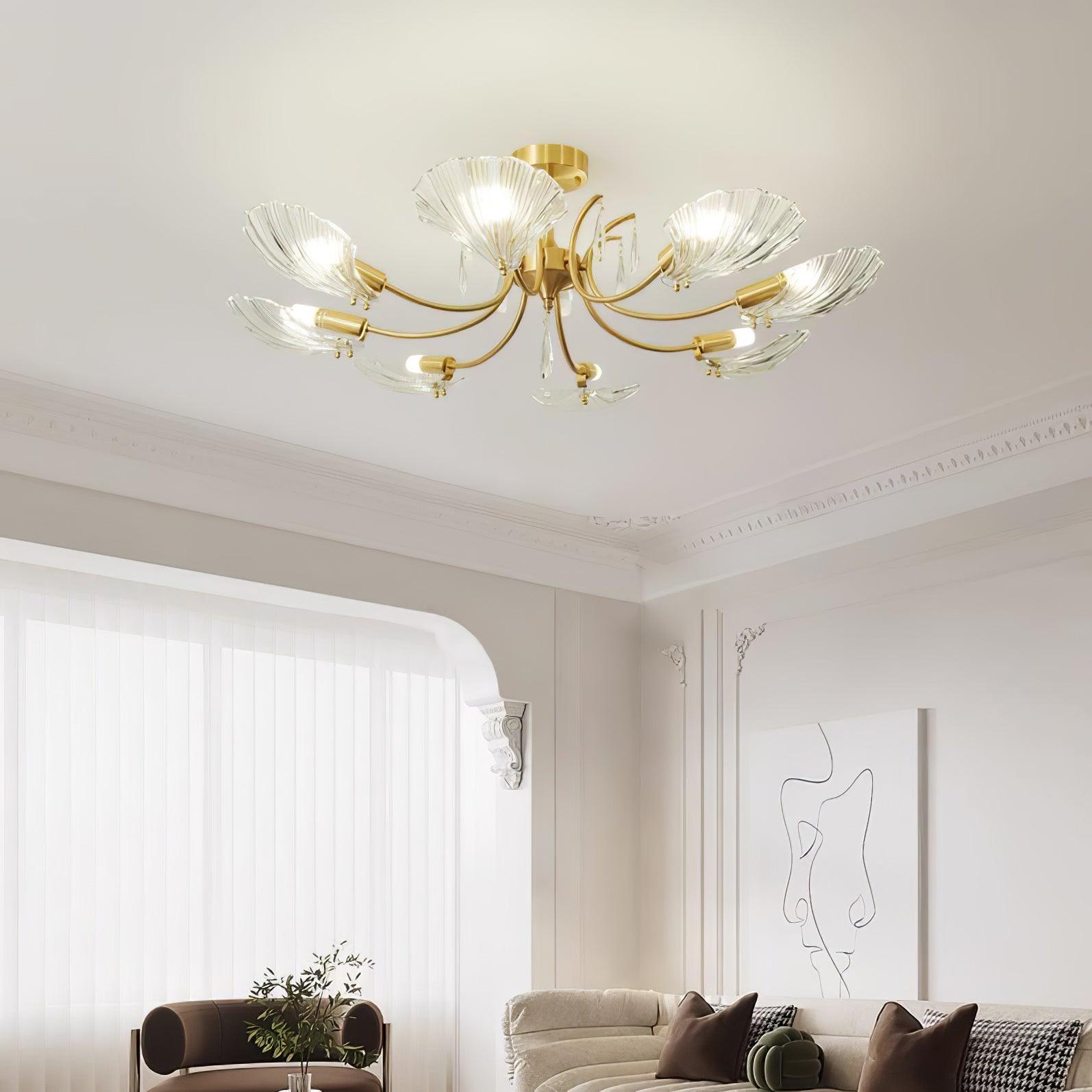 Lumara Petal Glass Brass Chandelier - Blowlighting