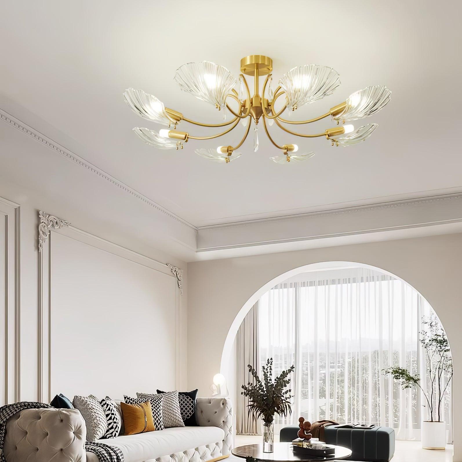 Lumara Petal Glass Brass Chandelier - Blowlighting