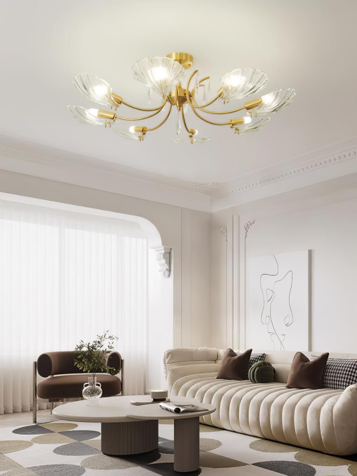 Lumara Petal Glass Brass Chandelier - Blowlighting