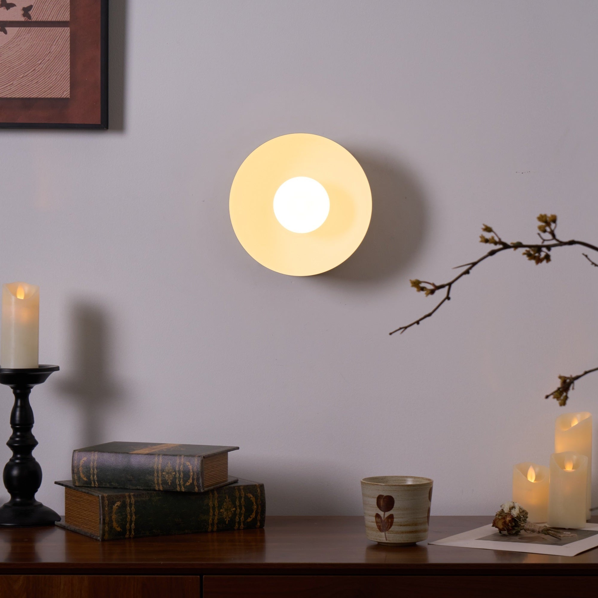 Vethaora Modern Minimalist Solar Eclipse Brass Glass Wall Light - Blowlighting