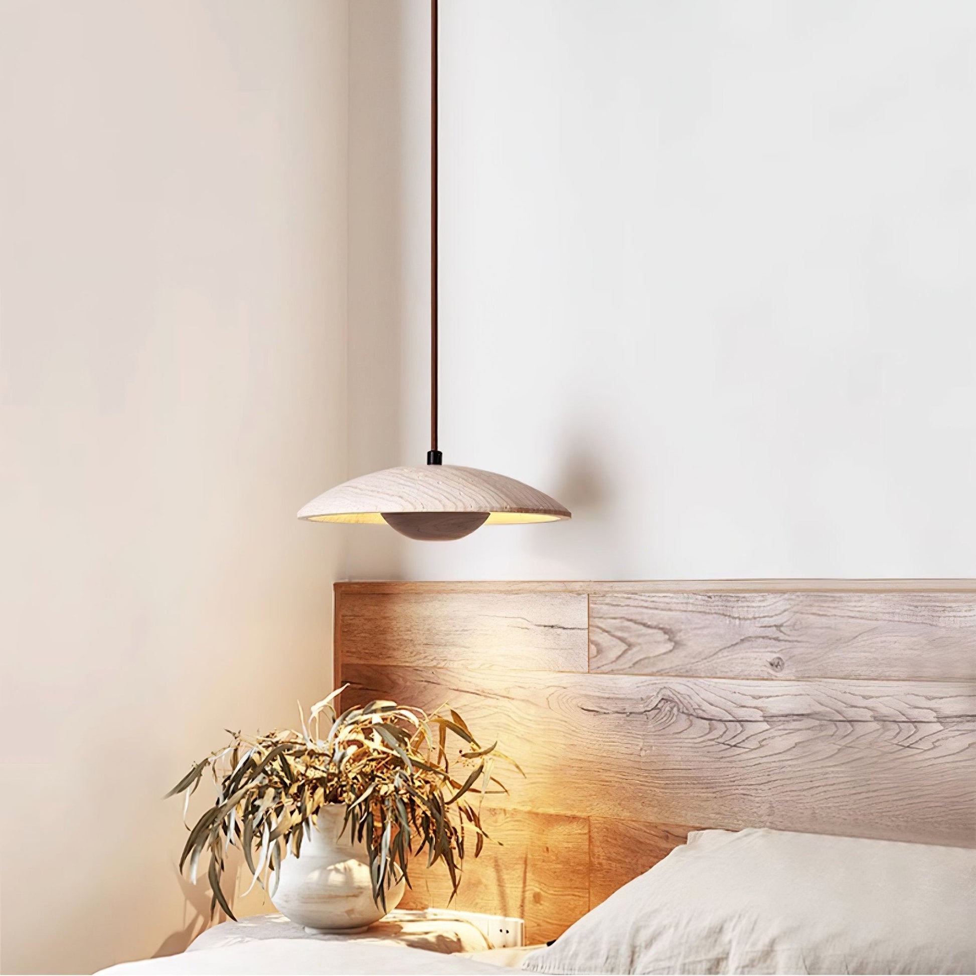 Zodore Wide-Brim Travertine Pendant Light - Blowlighting